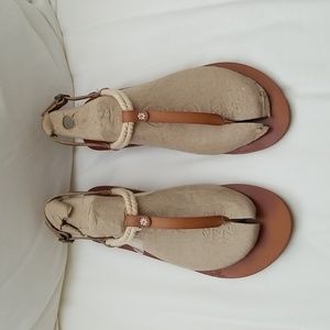 Roxy brown sandals with rope detail